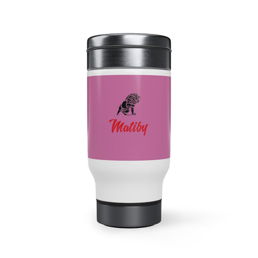 Pink Stainless Steel Travel Mug with Handle, 14oz