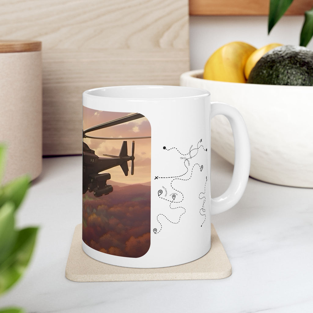 Touring Heli Over Autumn Fall Countryside White Ceramic Mug – Friends, Family & Imaginative Adventures, Celebrating Companionship, Creativity & Life’s Little Wonders Cup (11oz/15oz)