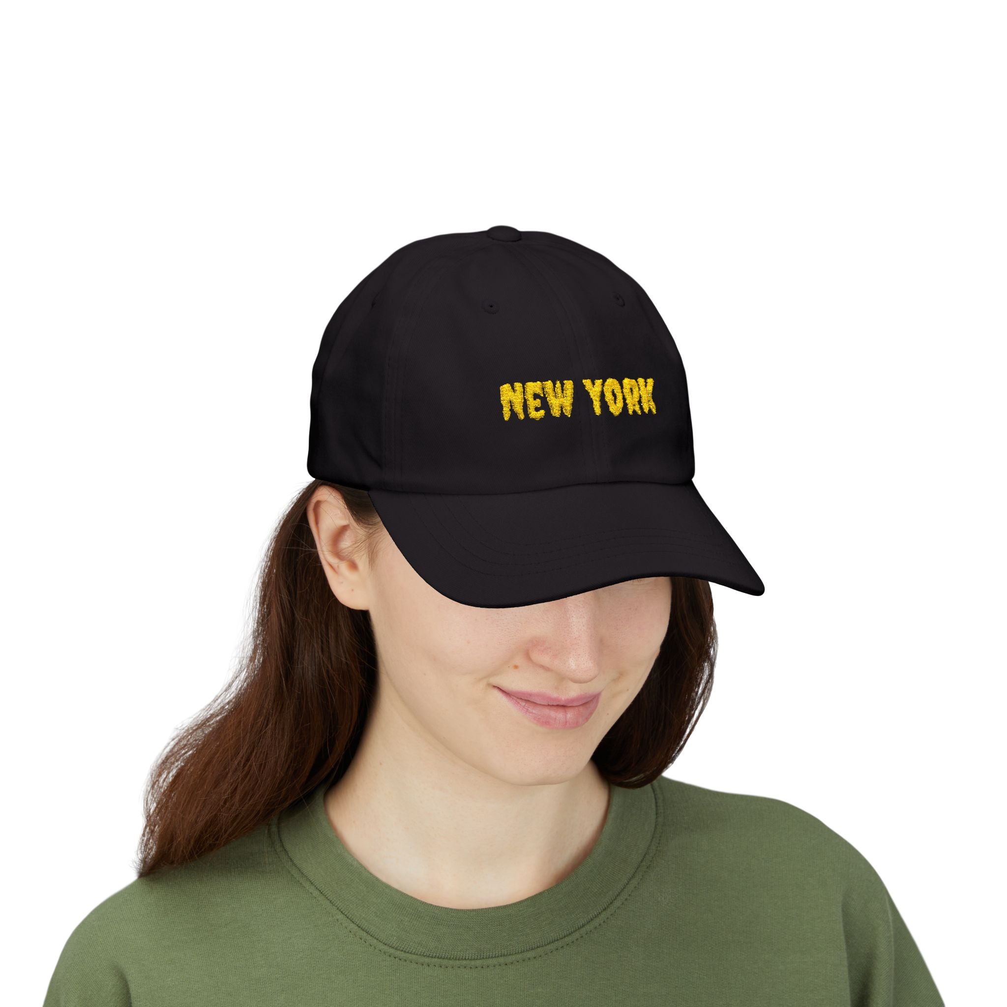New York United States of America Gold Embroidered Classic Dad Cap | NY 11th USA Baseball Hat