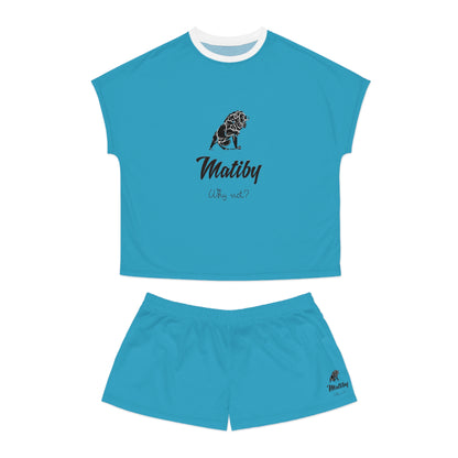 Matiby Women's Turquoise Short Pajama Set (AOP)