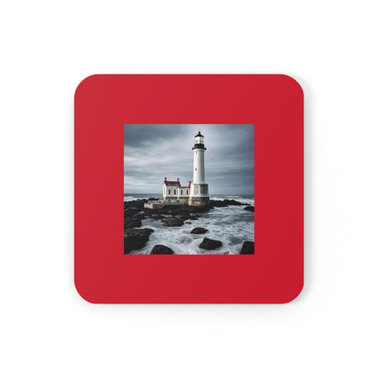 Matiby Lighthouse Red Cork Back Coaster