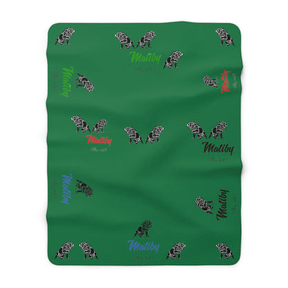 Matiby Lion Green Sherpa Fleece Blanket