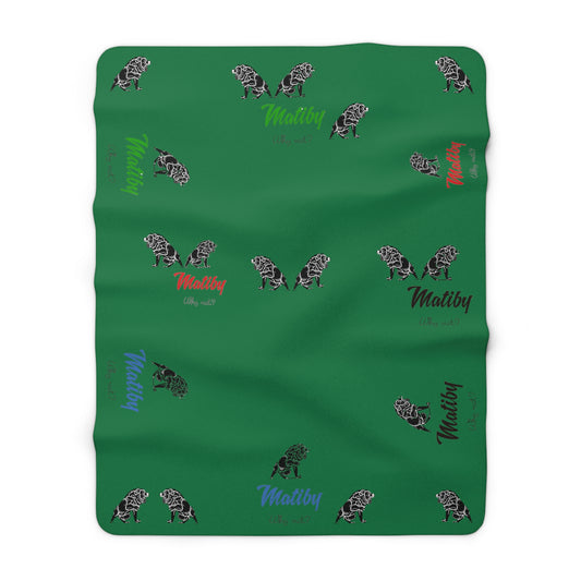 Matiby Lion Green Sherpa Fleece Blanket