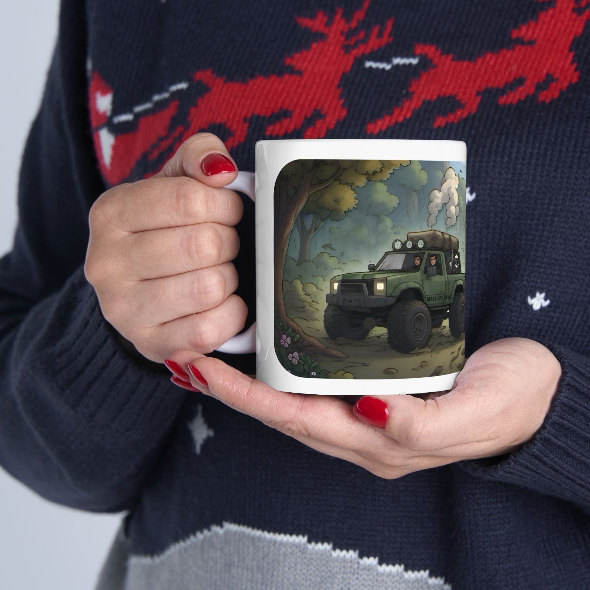 Adventure Trucks #2, Black Ops Squad White Ceramic Mug — Find Your Path To The Essentials Cup (11oz & 15oz)