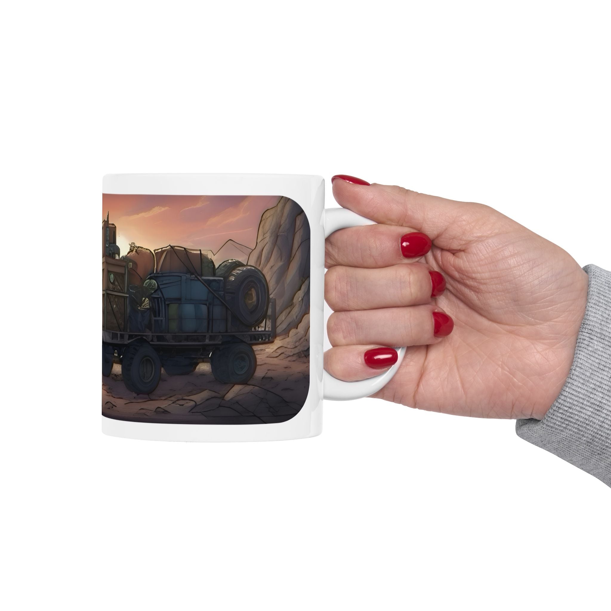 Adventure 4x4 Trucks #23, Utility Workers On The Go White Ceramic Mug — Find Your Path To The Essentials Cup (11oz & 15oz)