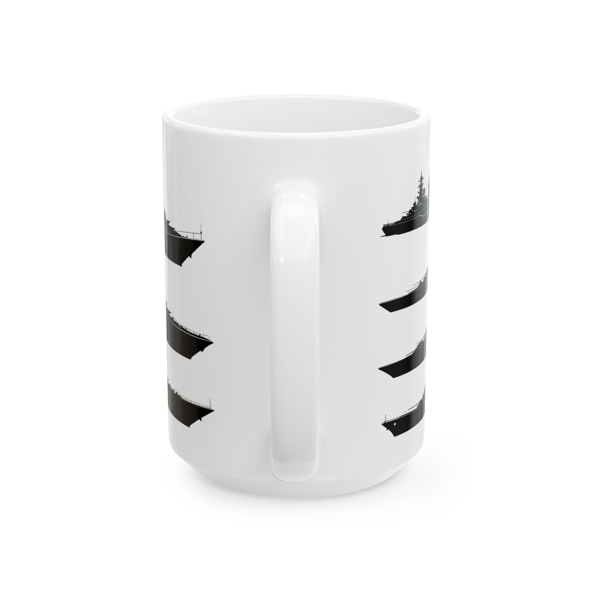 Tactical Battleship Silhouettes White Ceramic Mug — Naval Maritime Warships Cup (11oz & 15oz)