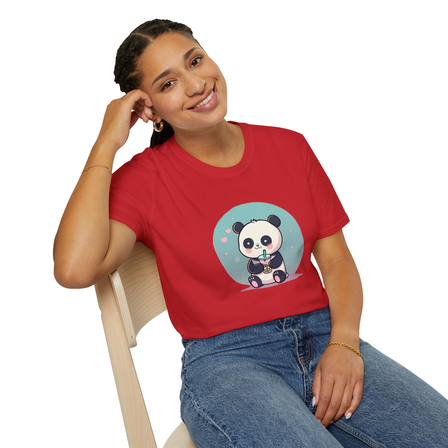 Panda With Boba Unisex Softstyle T-Shirt