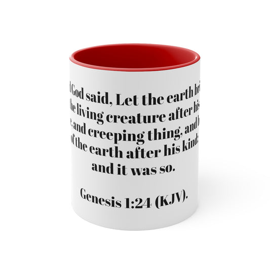 Bible Speaks Gen 1:24 Accent Mug, 11oz