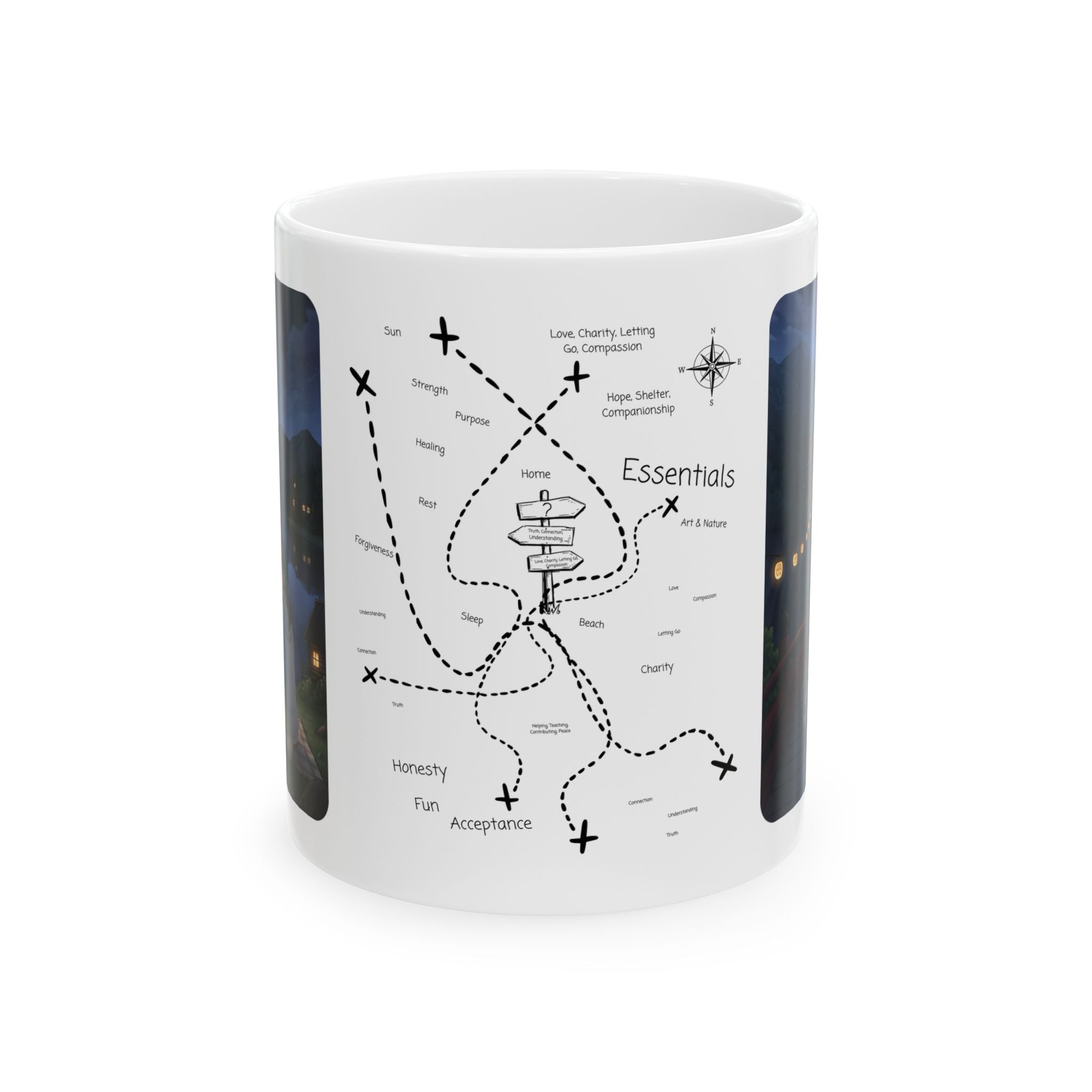 Kawaii Cat Lovers Transcending Time White Ceramic Mug — True Anime Best Friends in Japan Cup (11oz/15oz)