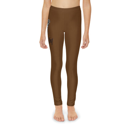 Youth Brown Full-Length Leggings (AOP)