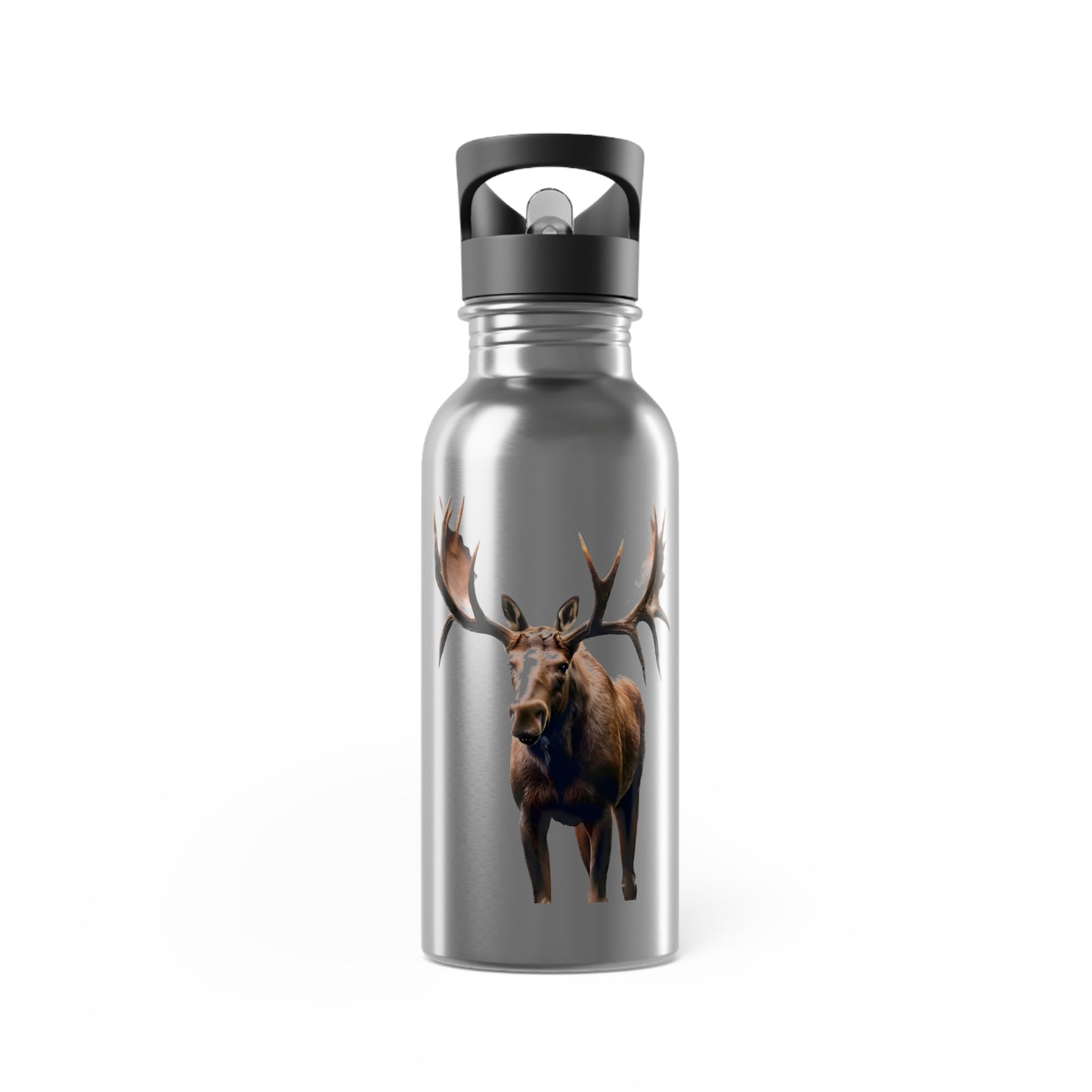 Artzy Moose Stainless Steel Water Bottle With Straw, 20oz