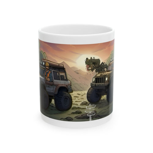 Adventure 4x4 Trucks #27, Utility and Salvage Workers White Ceramic Mug — Find Your Path To The Essentials Cup (11oz & 15oz)