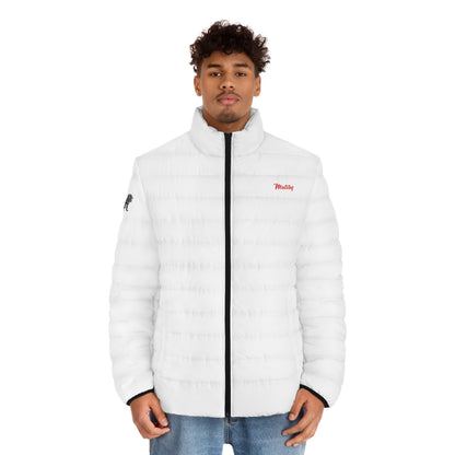 Men's White Puffer Jacket (AOP)