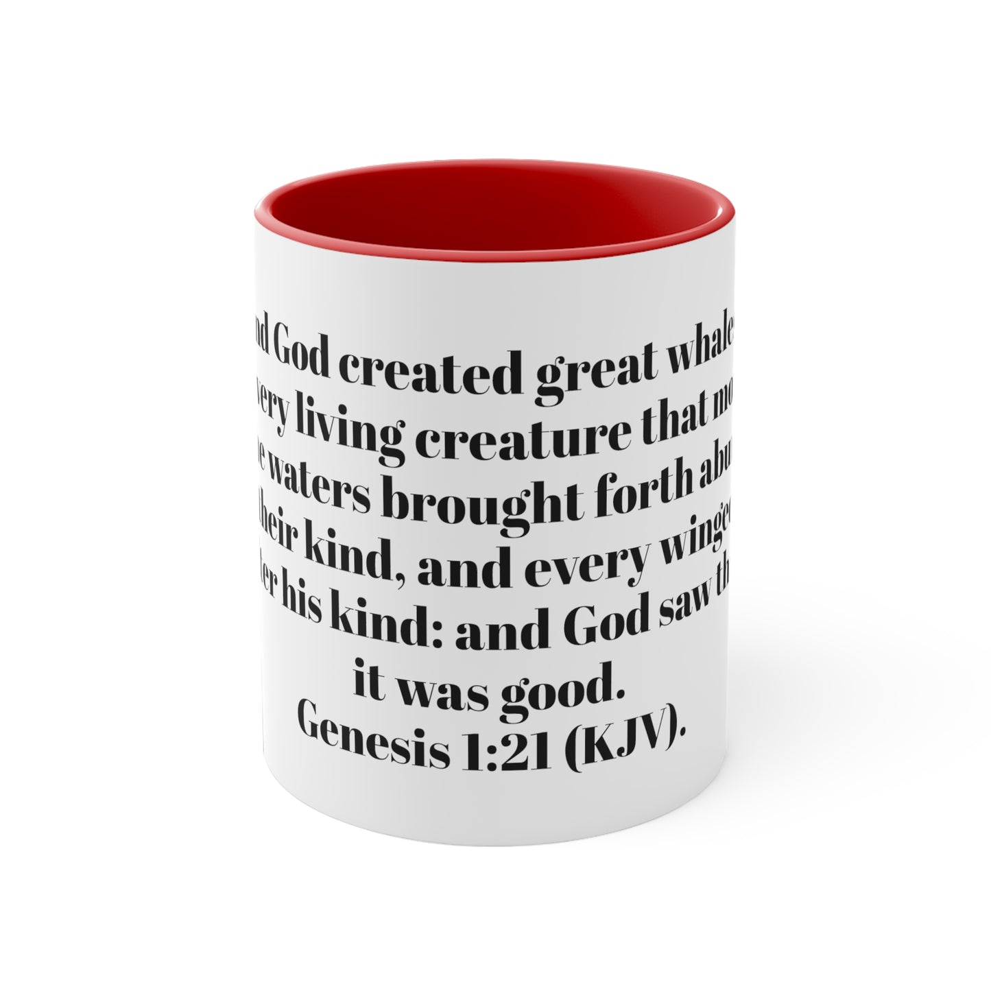 Bible Speaks Gen 1:21 Accent Mug, 11oz