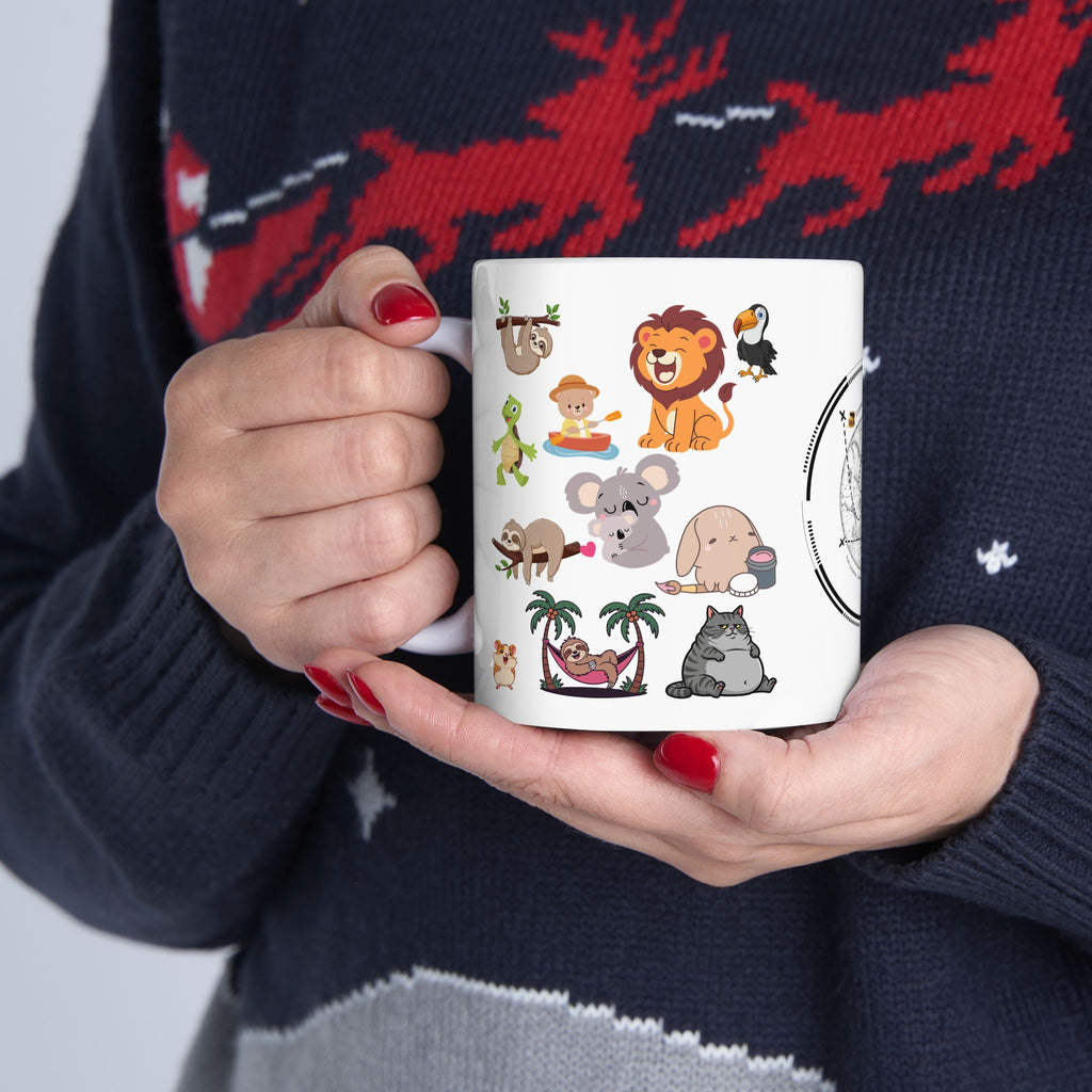 Playful & Cute Pets Decor #6 White Ceramic Mug — Adorable Animals To Brighten Your Day Cup (11oz & 15oz)