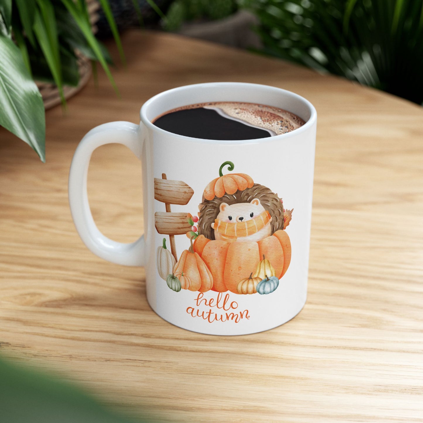 Journeys Hello Autumn Seasons of Change Ceramic Mugs, Gifts for Pet Lovers, Mugs for Cute Animal Lovers, Cute Seasonal Mugs, Mug for All Occasions, Thanksgiving Mug