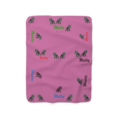 Matiby Lion Pink Sherpa Fleece Blanket