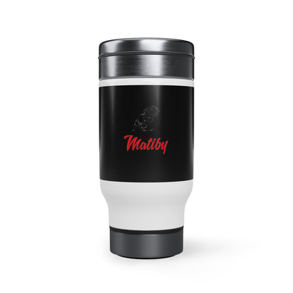 Midnight Black Stainless Steel Travel Mug with Handle, 14oz