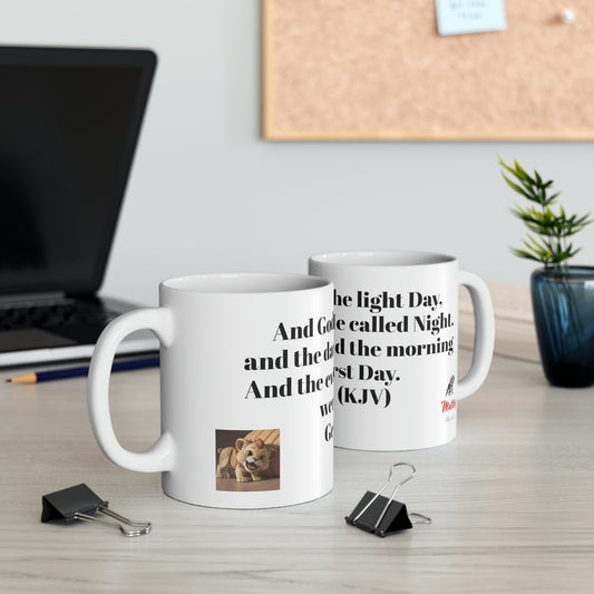 Bible Speaks Gen 1:5 Ceramic Mug, 11oz