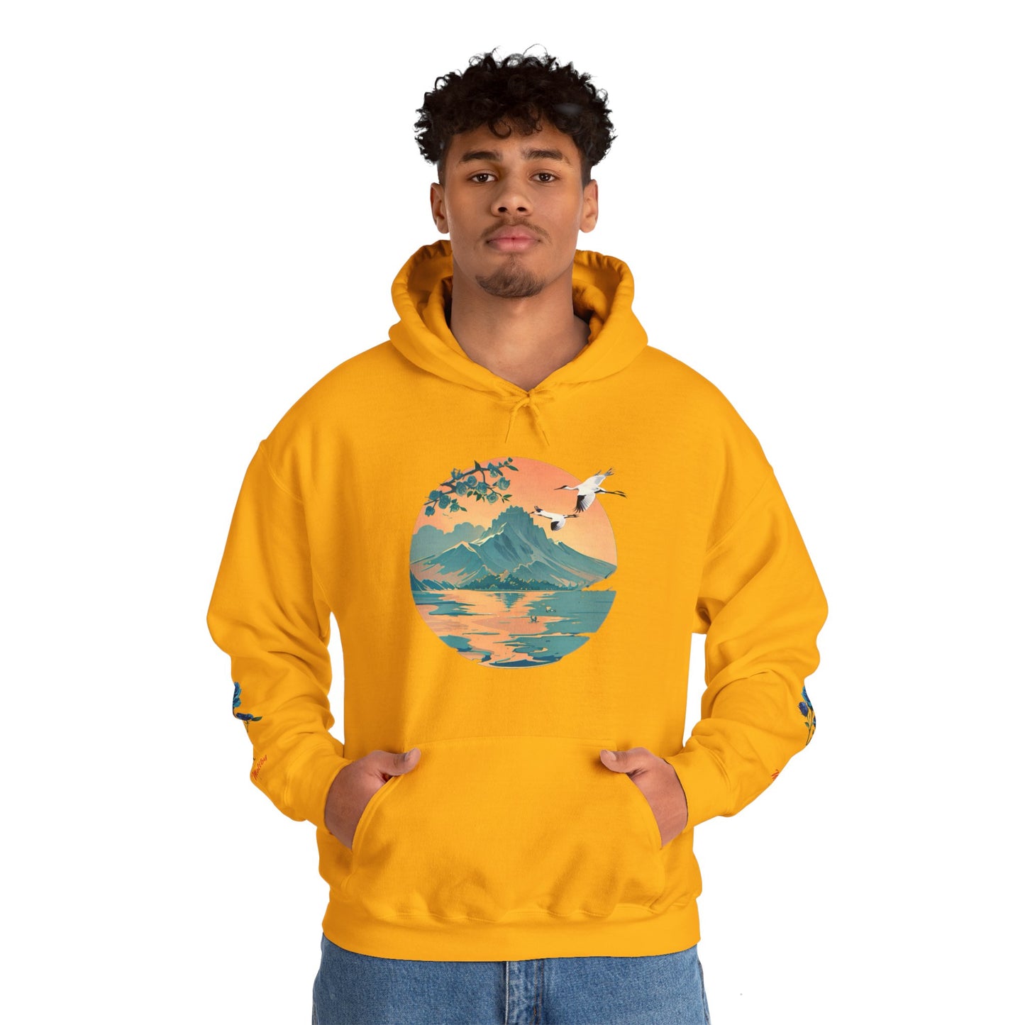 Japanese Blue Roses Landscape Unisex Heavy Blend™ Hooded Sweatshirt