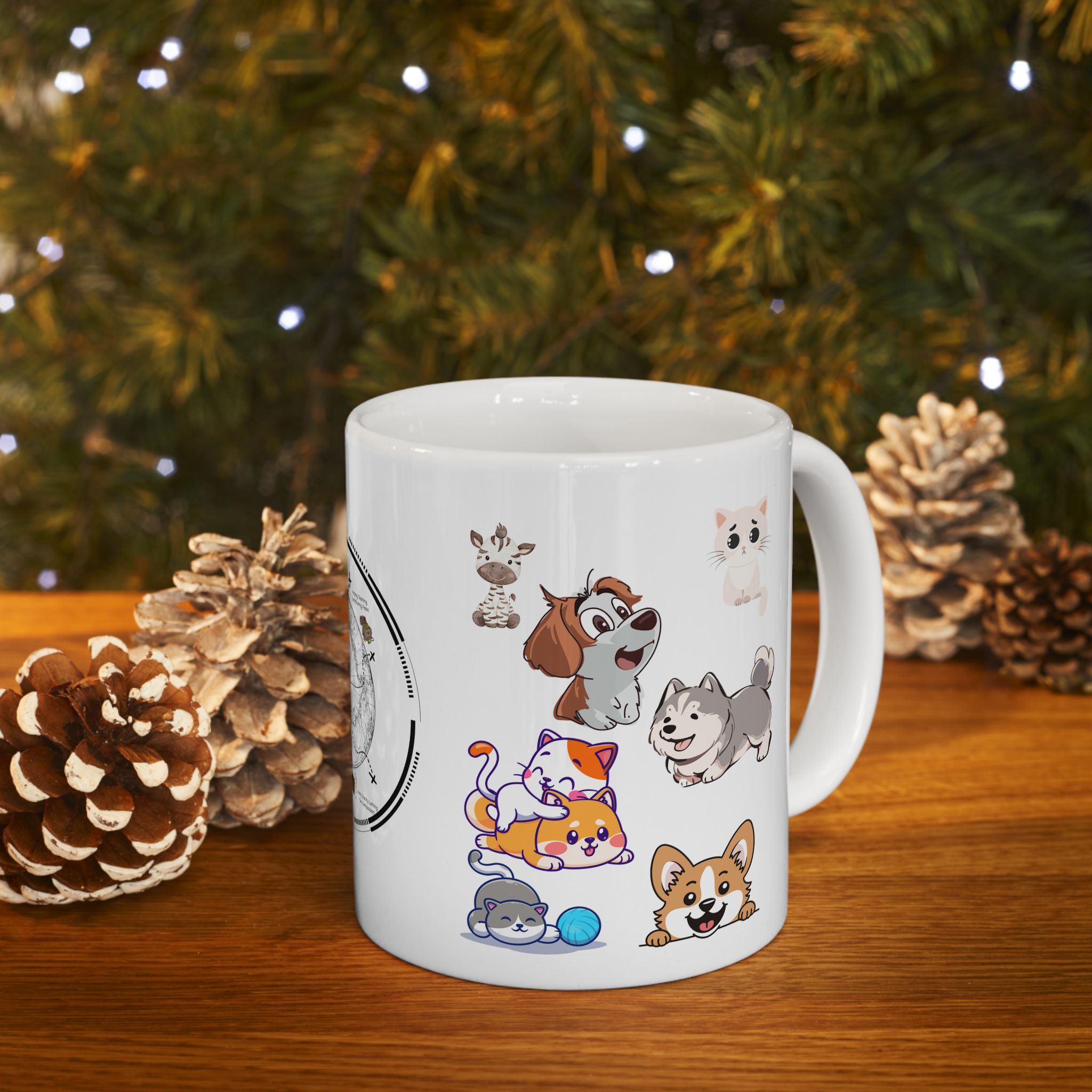 Playful & Cute Pets Decor #3 White Ceramic Mug — Adorable Animals To Brighten Your Day Cup (11oz & 15oz)