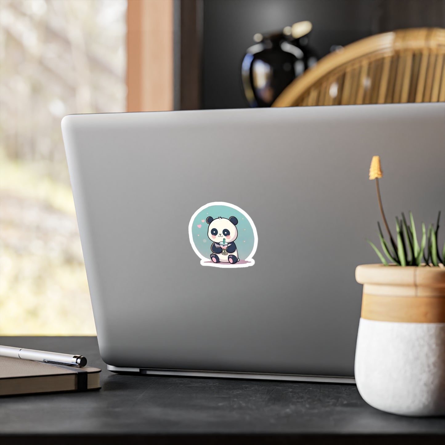 Panda With Boba Kiss-Cut Vinyl Decals