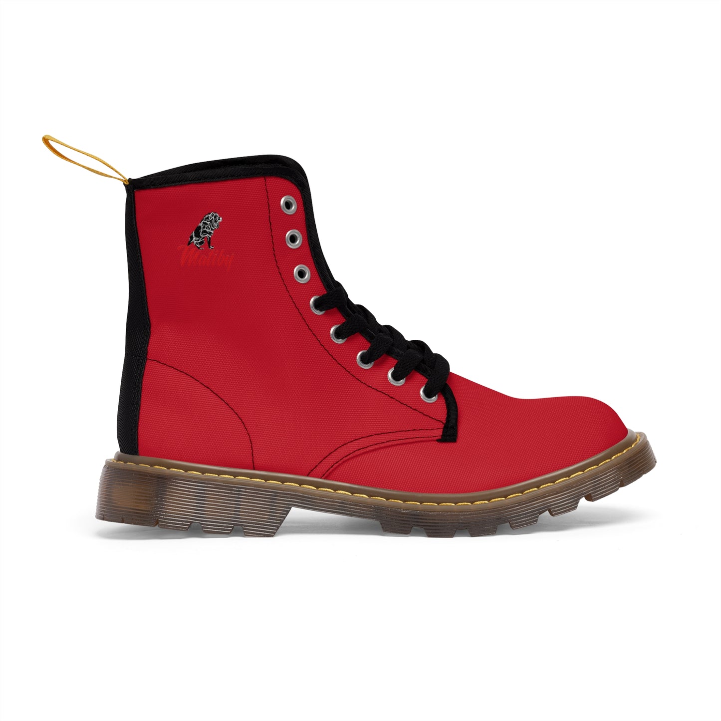 Men's Dark Red Canvas Boots