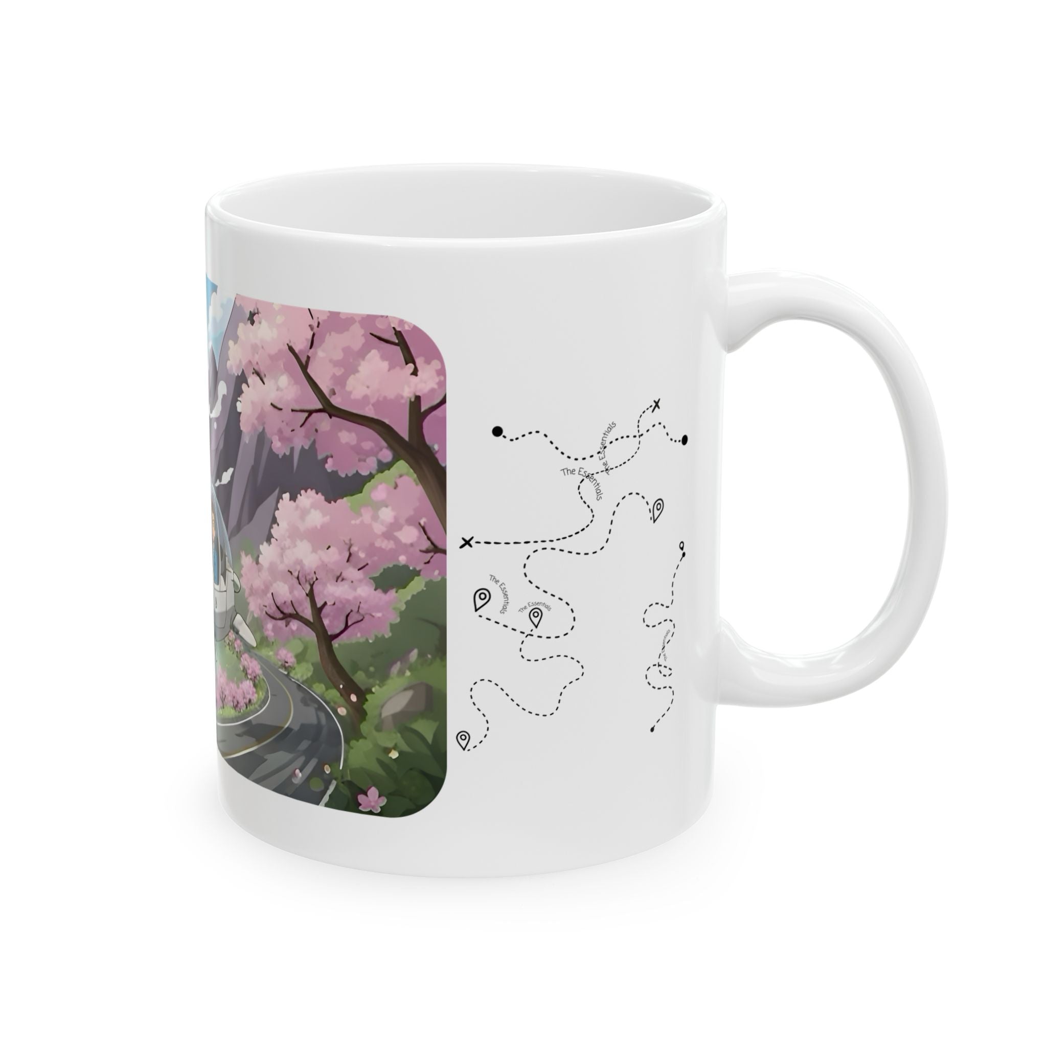 Sakura Mountain Vista White Ceramic Mug – Life’s Little Wonders Cup (11oz/15oz)