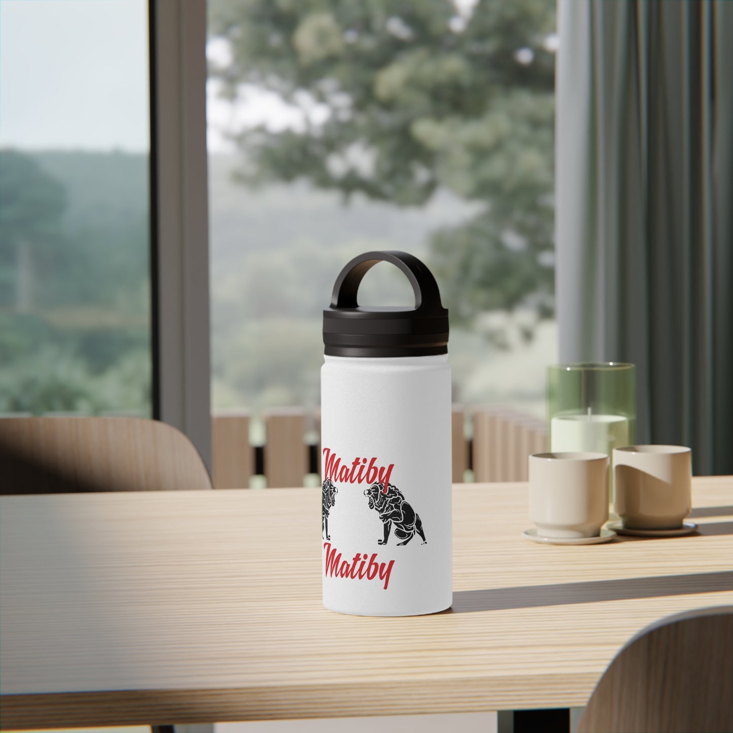 Matiby Stainless Steel Water Bottle, Handle Lid