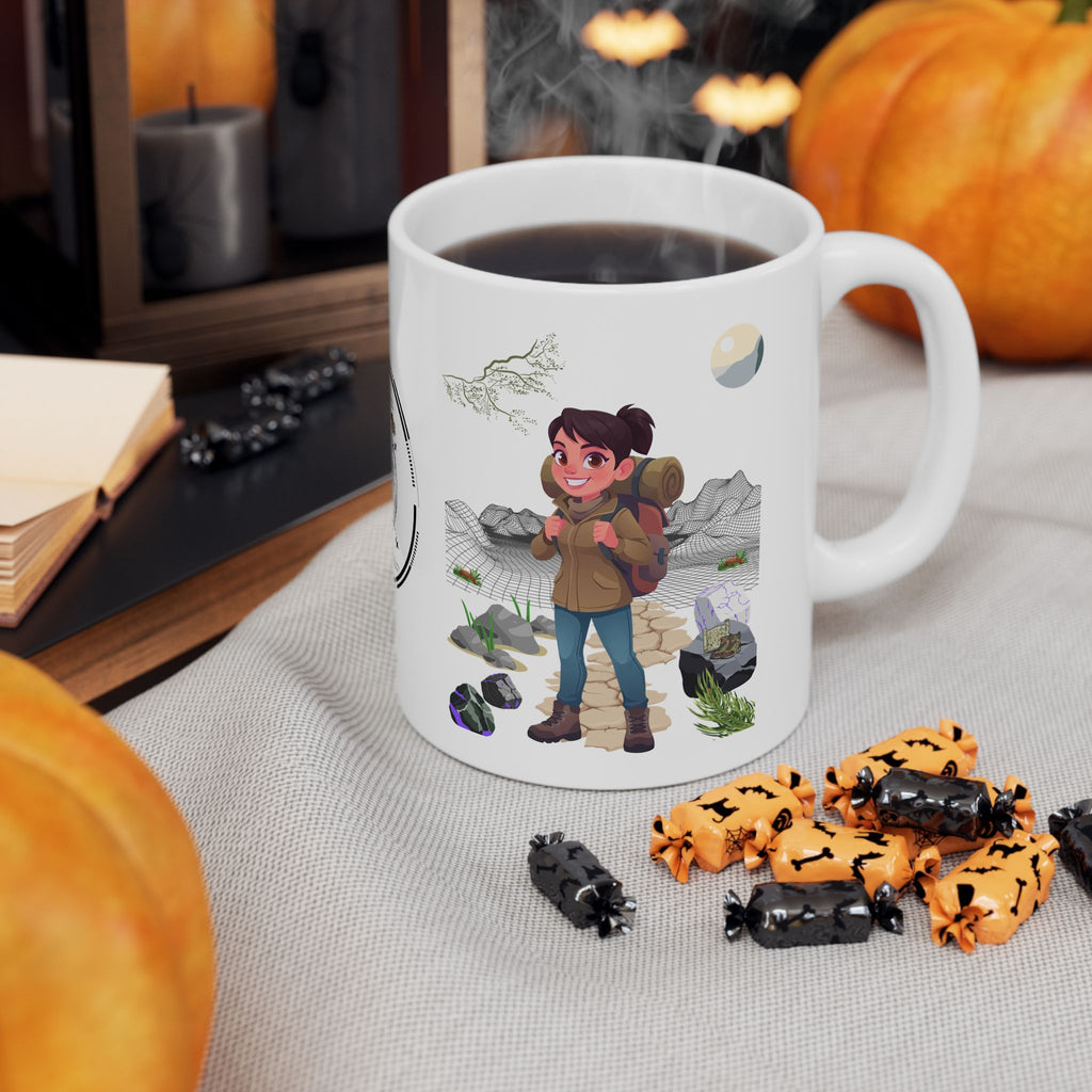 Enjoy Life, Exploration, Creativity, Companionship & Nature White Ceramic Mug — Find Your Path To The Essentials Cup (11oz & 15oz)