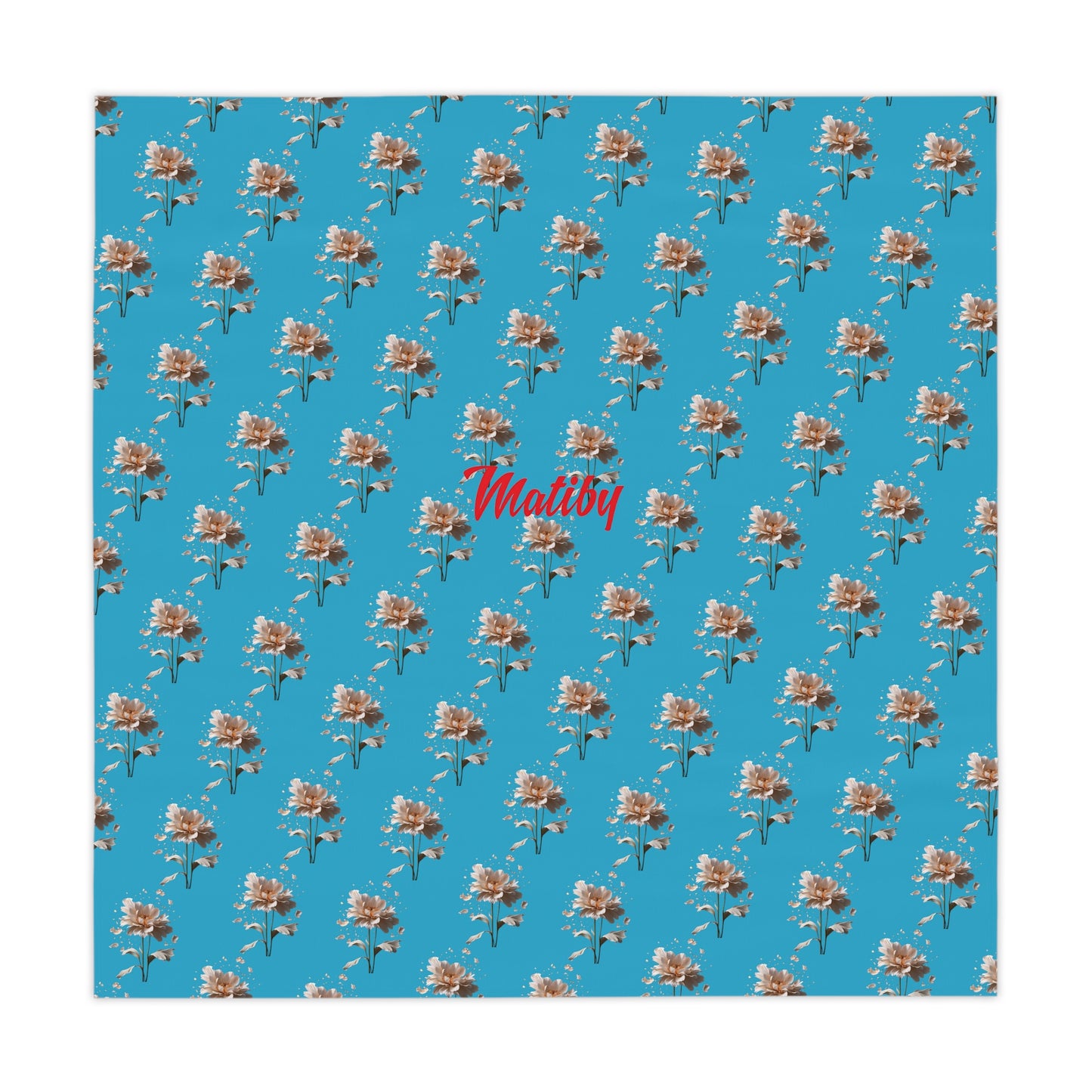 Matiby Turquoise Flower Tablecloth