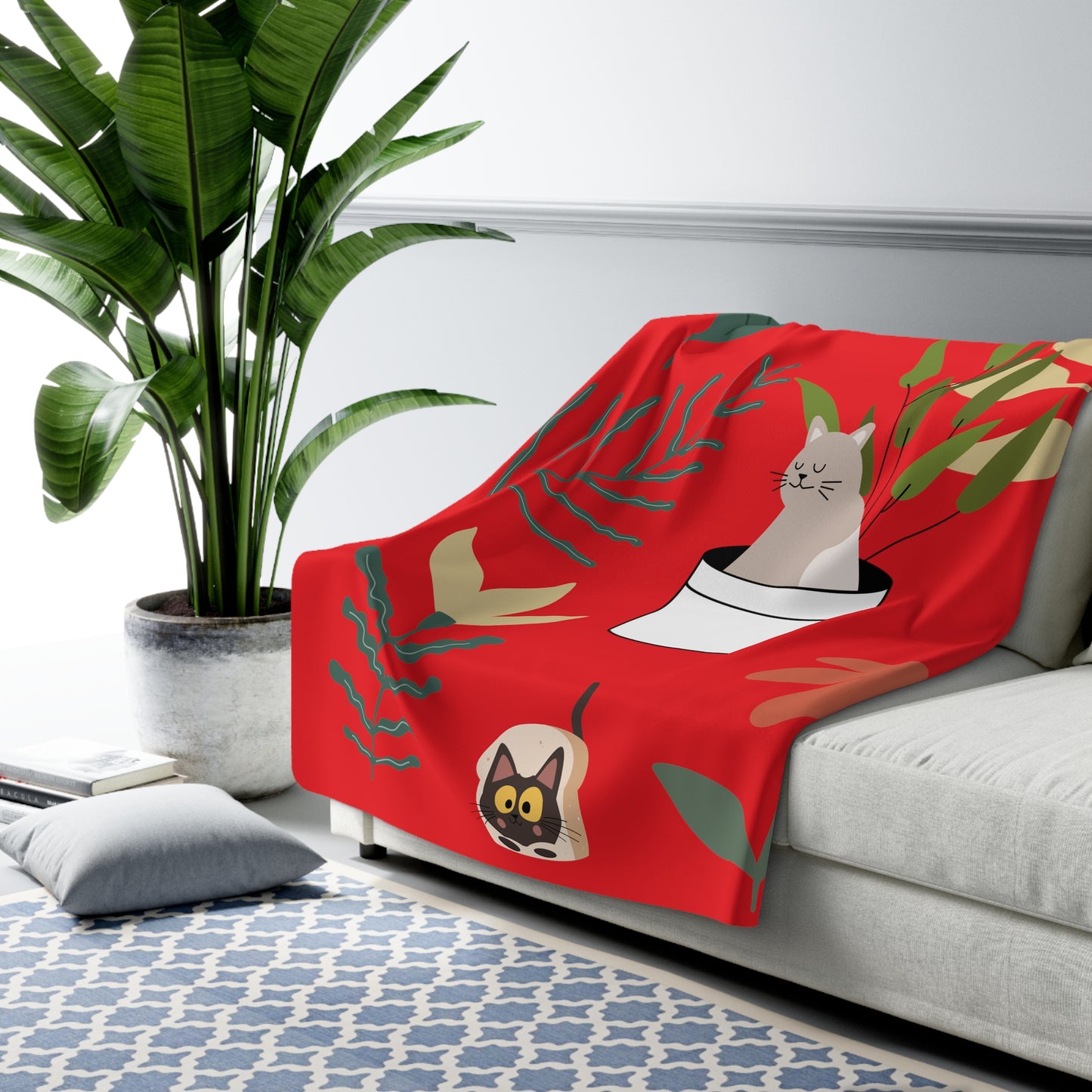 Matiby Artzy "Rojo" Red Sherpa Fleece Blanket