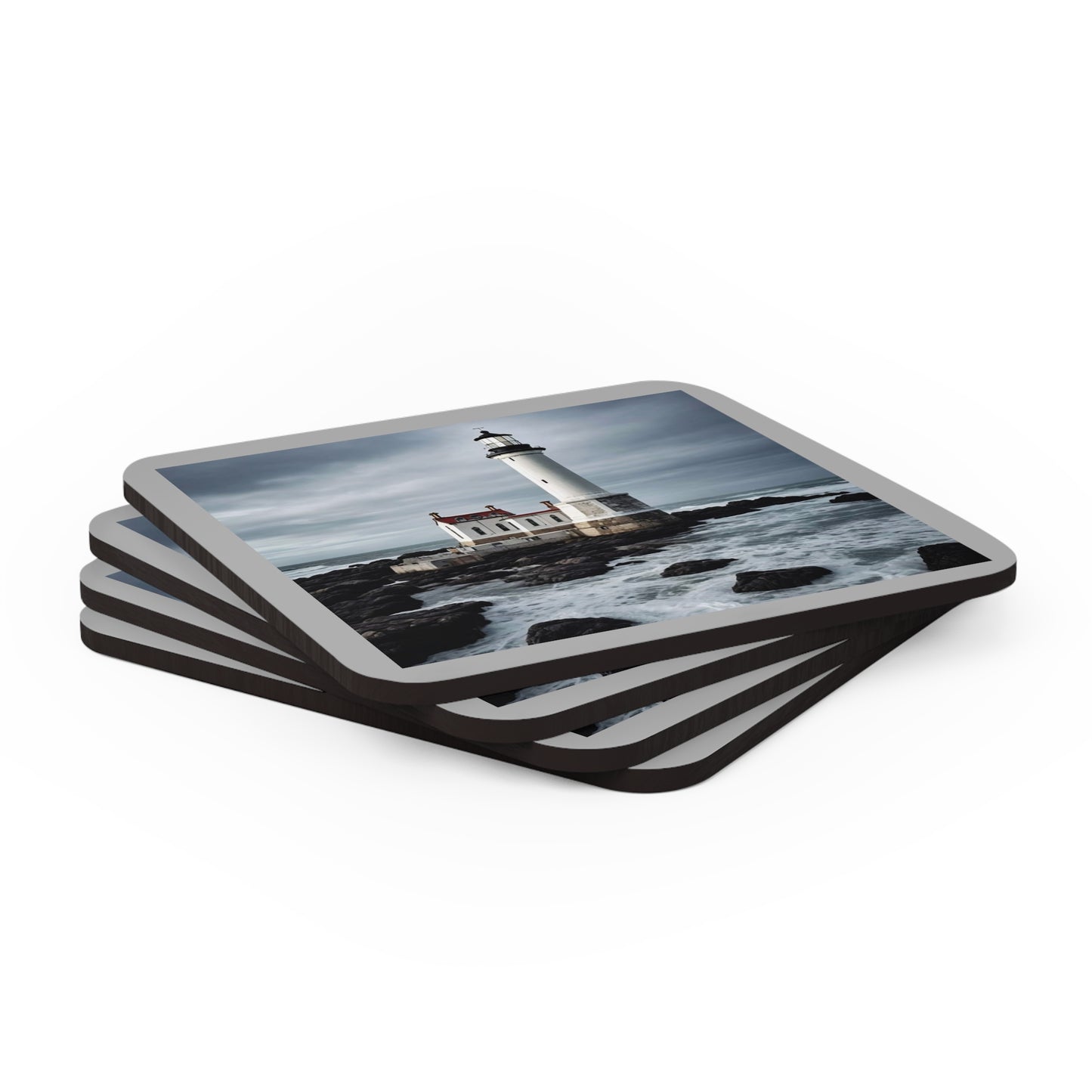 Matiby Lighthouse Light Grey Corkwood Coaster Set