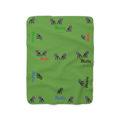 Matiby Lion Green Sherpa Fleece Blanket