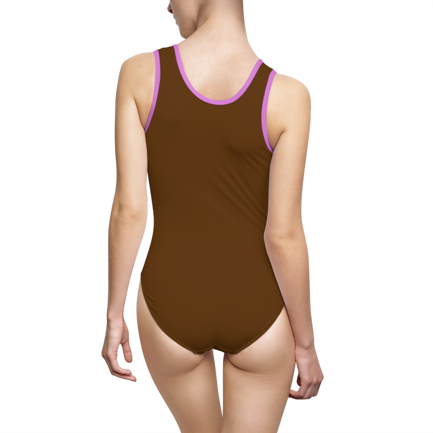 Women's Brown Classic One-Piece Swimsuit (AOP)