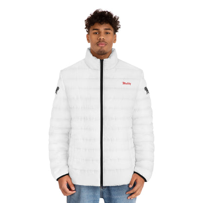 Men's White Puffer Jacket (AOP)