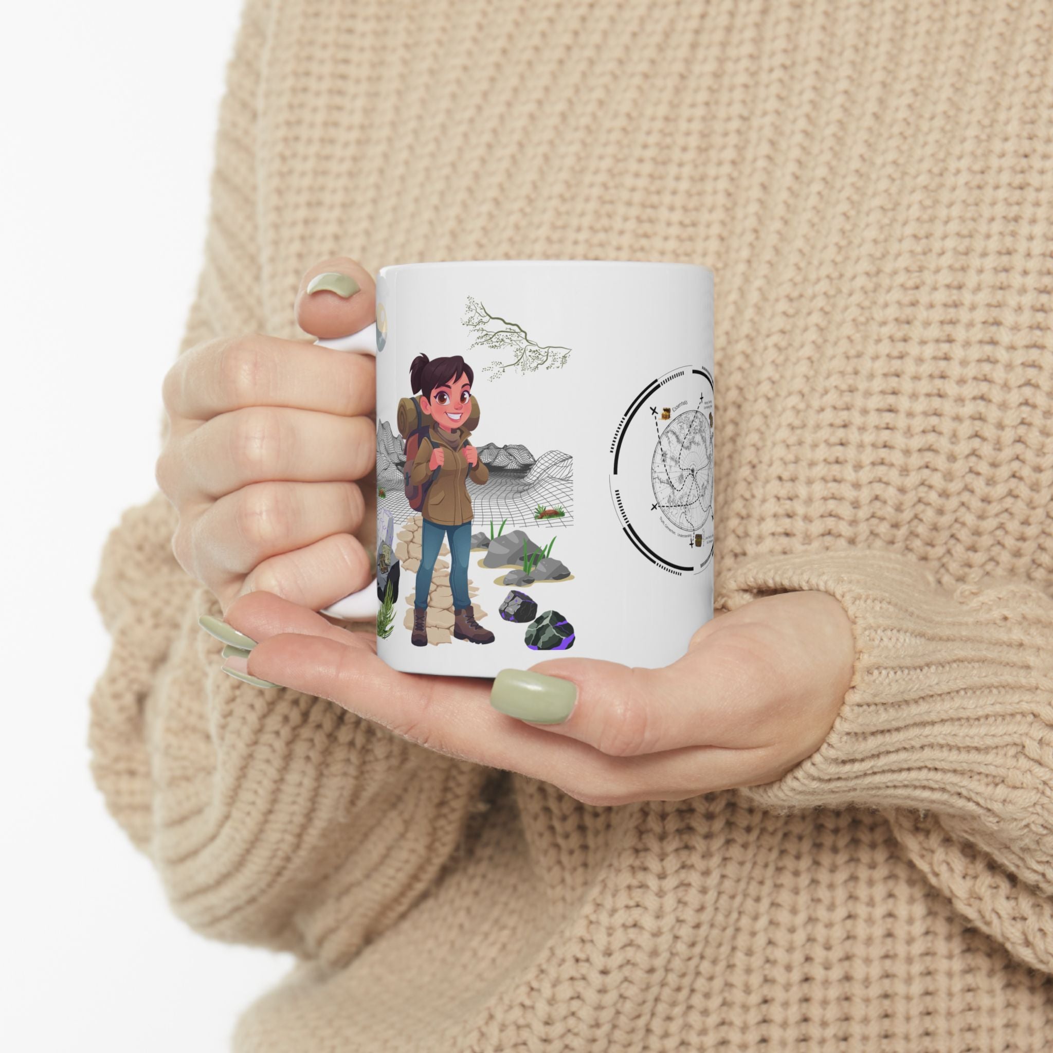 Enjoy Life, Exploration, Creativity, Companionship & Nature White Ceramic Mug — Find Your Path To The Essentials Cup (11oz & 15oz)