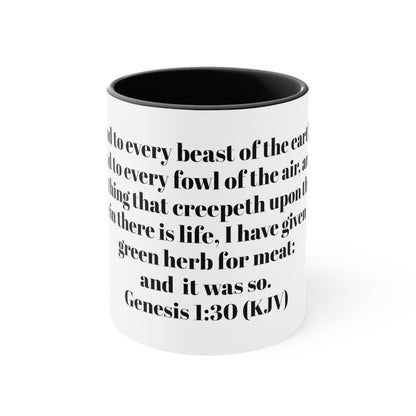 Bible Speaks Gen 1:30 Accent Mug, 11oz