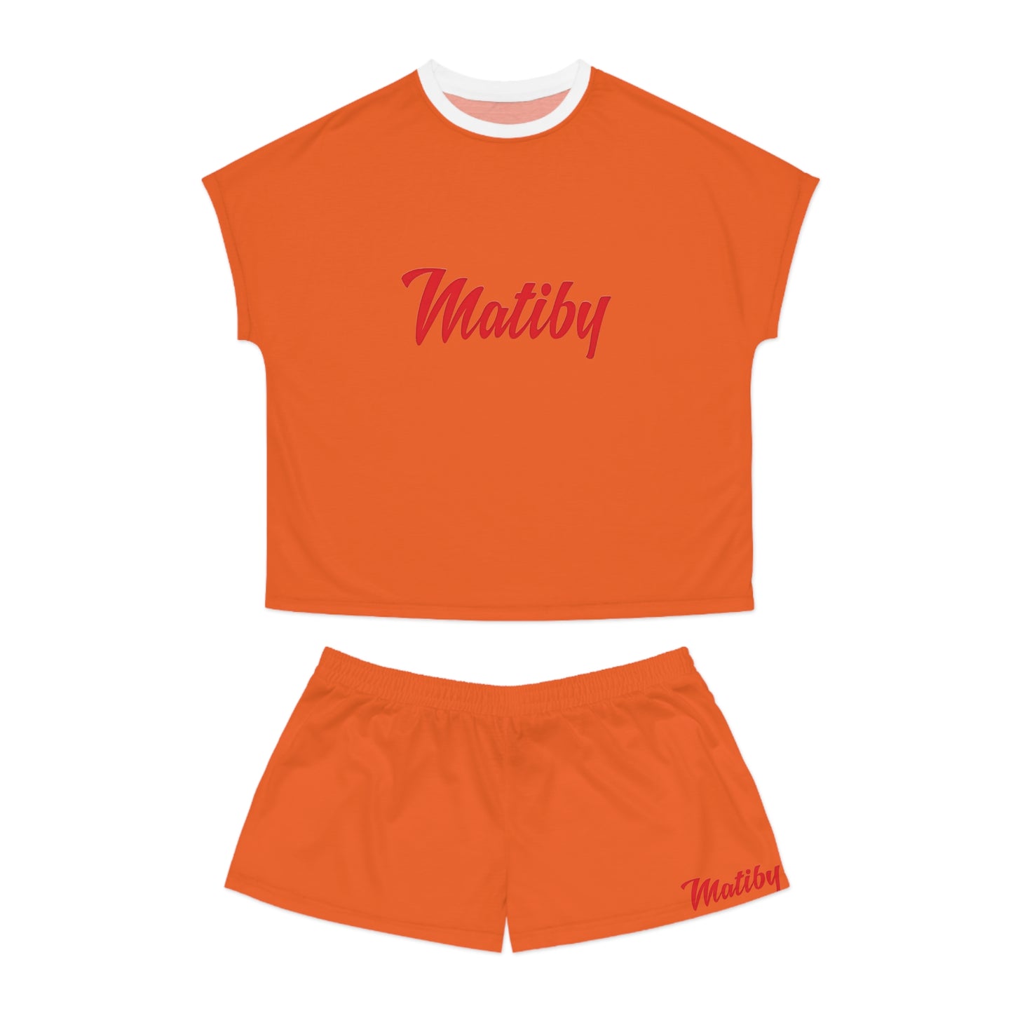 Matiby Women's Orange Short Pajama Set (AOP)