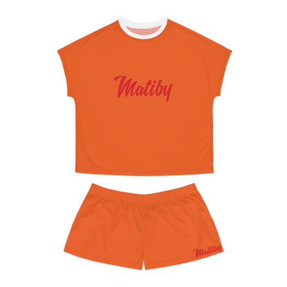 Matiby Women's Orange Short Pajama Set (AOP)