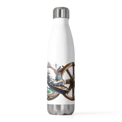 Nautical Helm 20oz Insulated Bottle, White