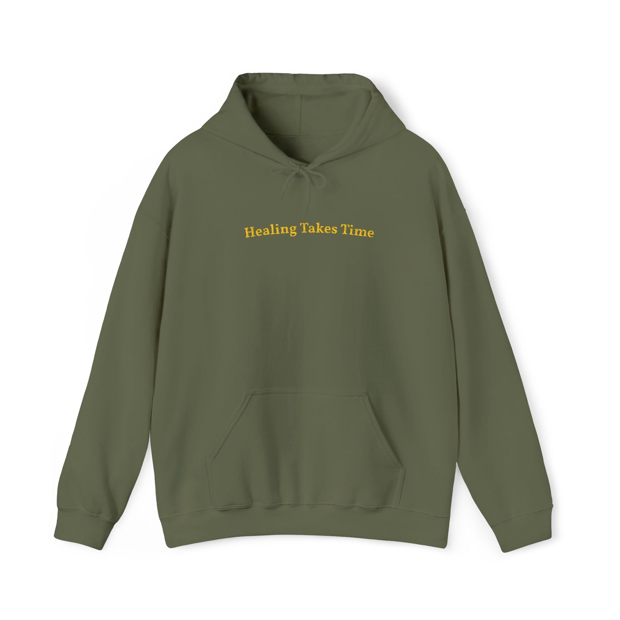 Healing Takes Time Gold Embroidered Unisex Heavy Blend Hooded Sweatshirt, Strength And Hope Hoodie