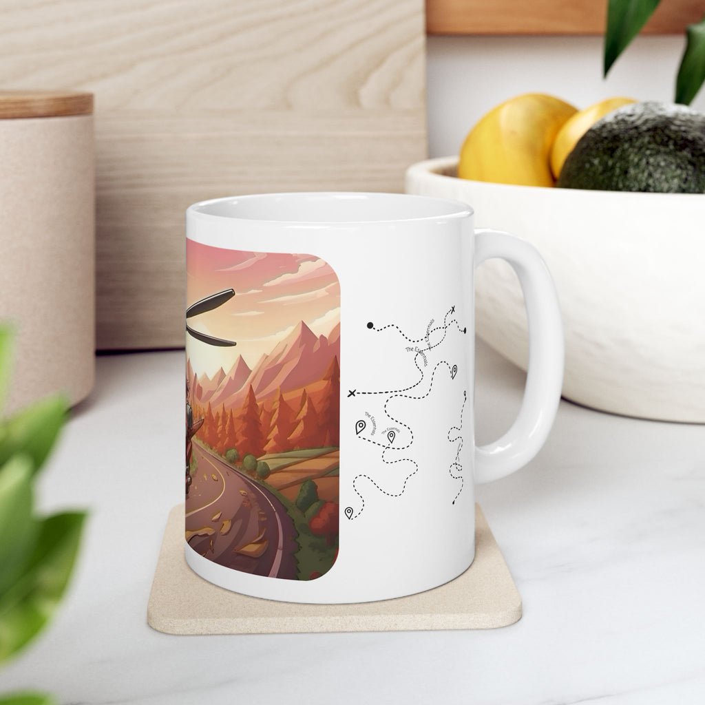 Flying Motorcycles White Ceramic Mug – Friends, Family & Imaginative Adventures, Celebrating Companionship, Creativity & Life’s Little Wonders Cup (11oz/15oz)