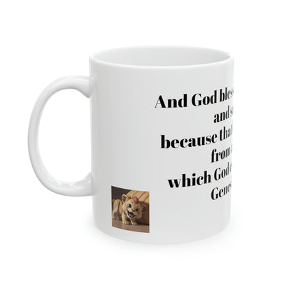 Bible Speaks Gen 2:3 Ceramic Mug, 11oz