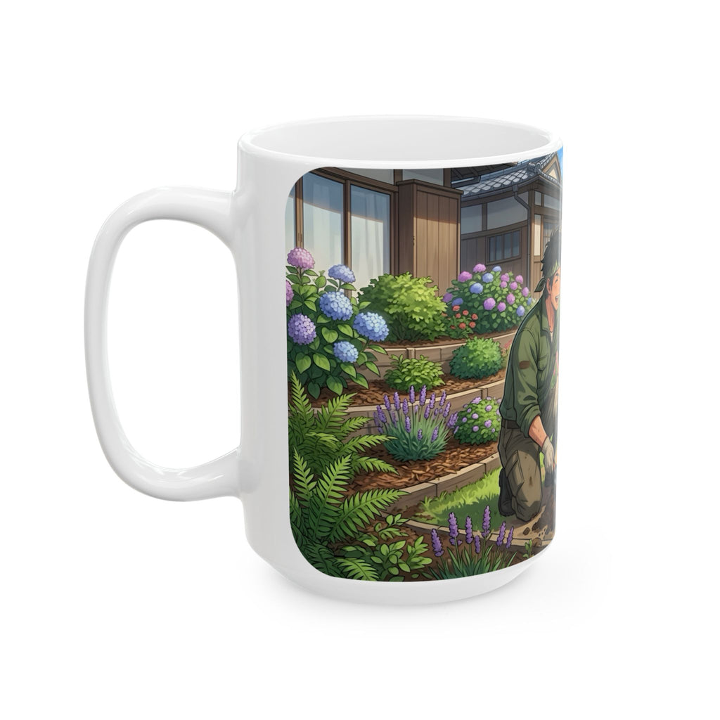 Gardening Couple White Ceramic Mug – Joy Planting Together Countryside Cup 11oz/15oz