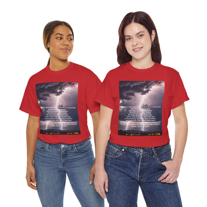 Lightning Style People Tremble Unisex Heavy Cotton Tee, Dual Side, W Font