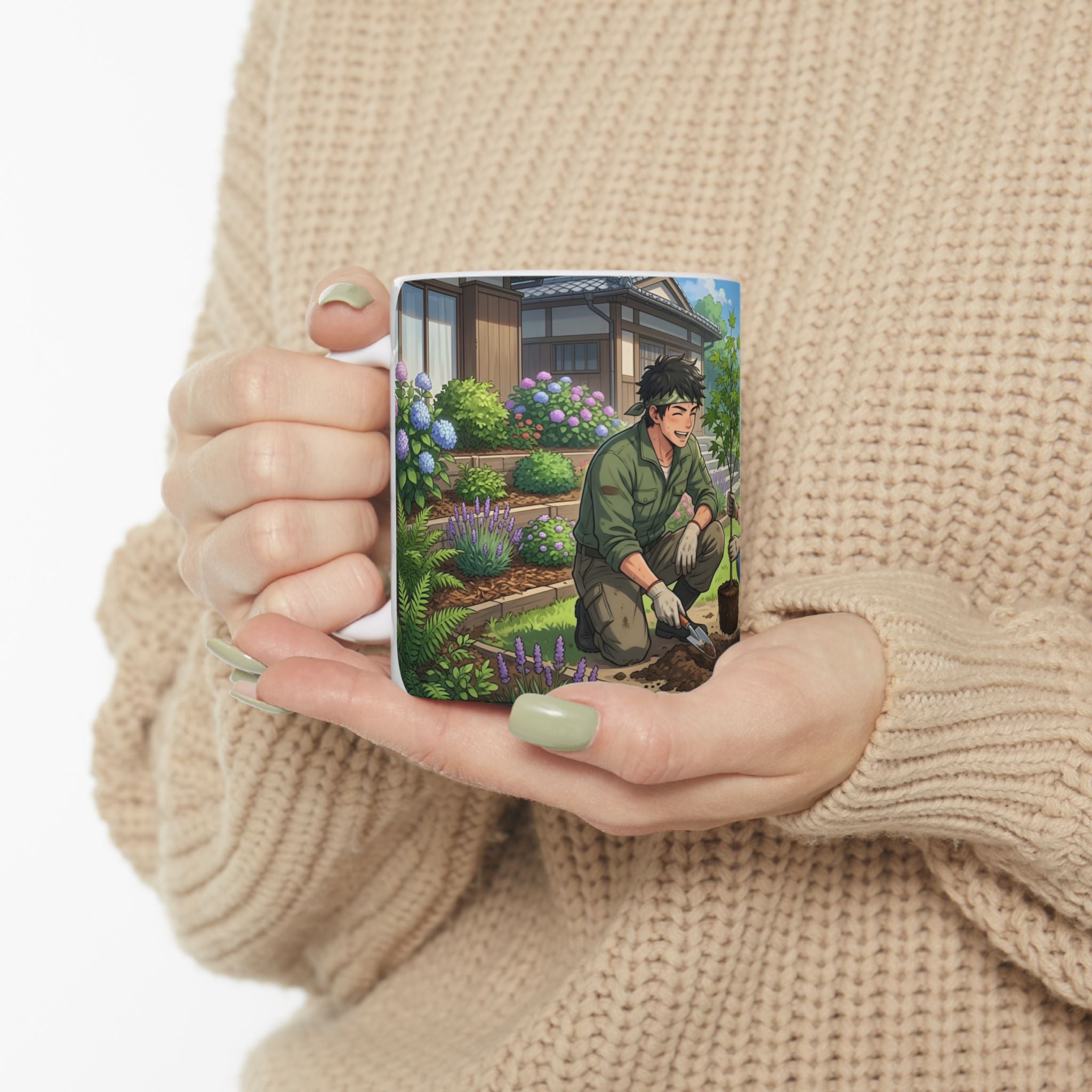 Gardening Couple White Ceramic Mug – Joy Planting Together Countryside Cup 11oz/15oz