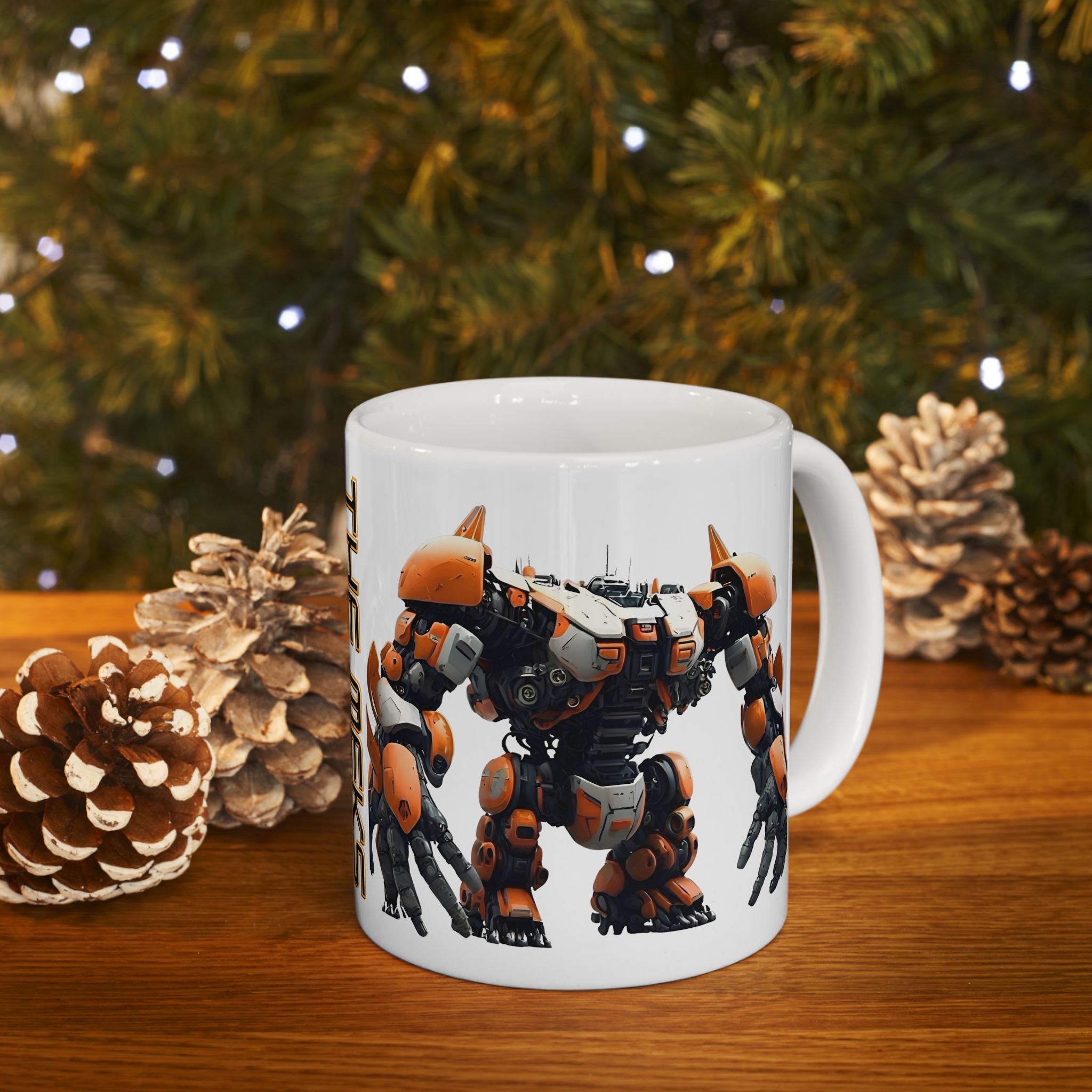 'The Meks' Sci‑Fi Mech Robot #10 White Ceramic Mug (11oz & 15oz) – Mech Tea Cup (11oz/15oz)