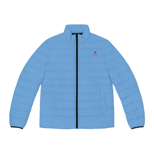 Men's Light Blue Puffer Jacket (AOP)