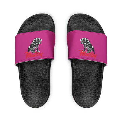 Men's Dark Pink PU Slide Sandals